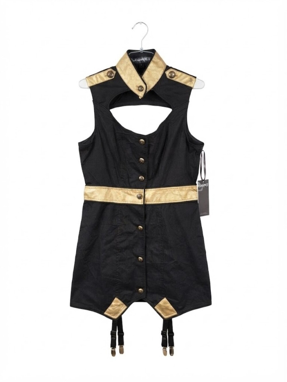 Vintage Lip Service Das Bunker Black - Gold Military-Style Costume Dress Size L